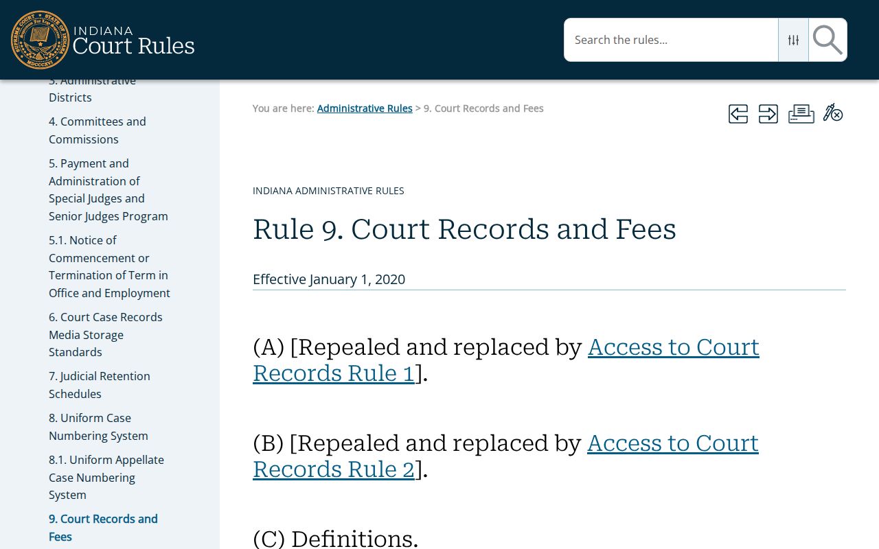 Parke County court schedule and Indiana Administrative Rule 9
