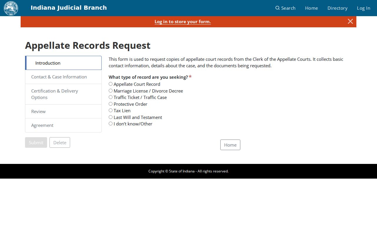 Parke County court case records appellate request route