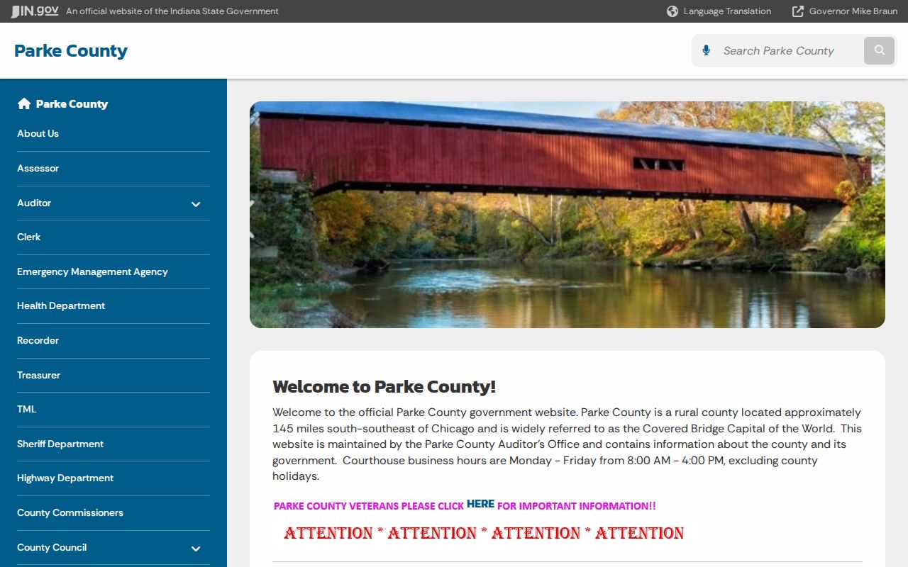 Parke County courthouse docket visit information